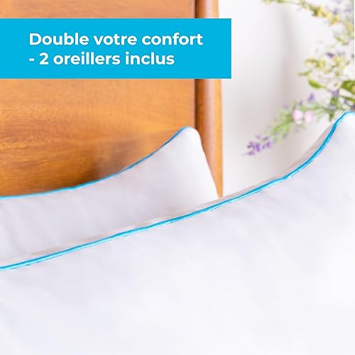 Miniatura 3 de Linenspa Paquete de 2 almohadas de espuma viscoelástica de gel triturado, almohada de cama refrescante, para dormir de lado, estómago y espalda,