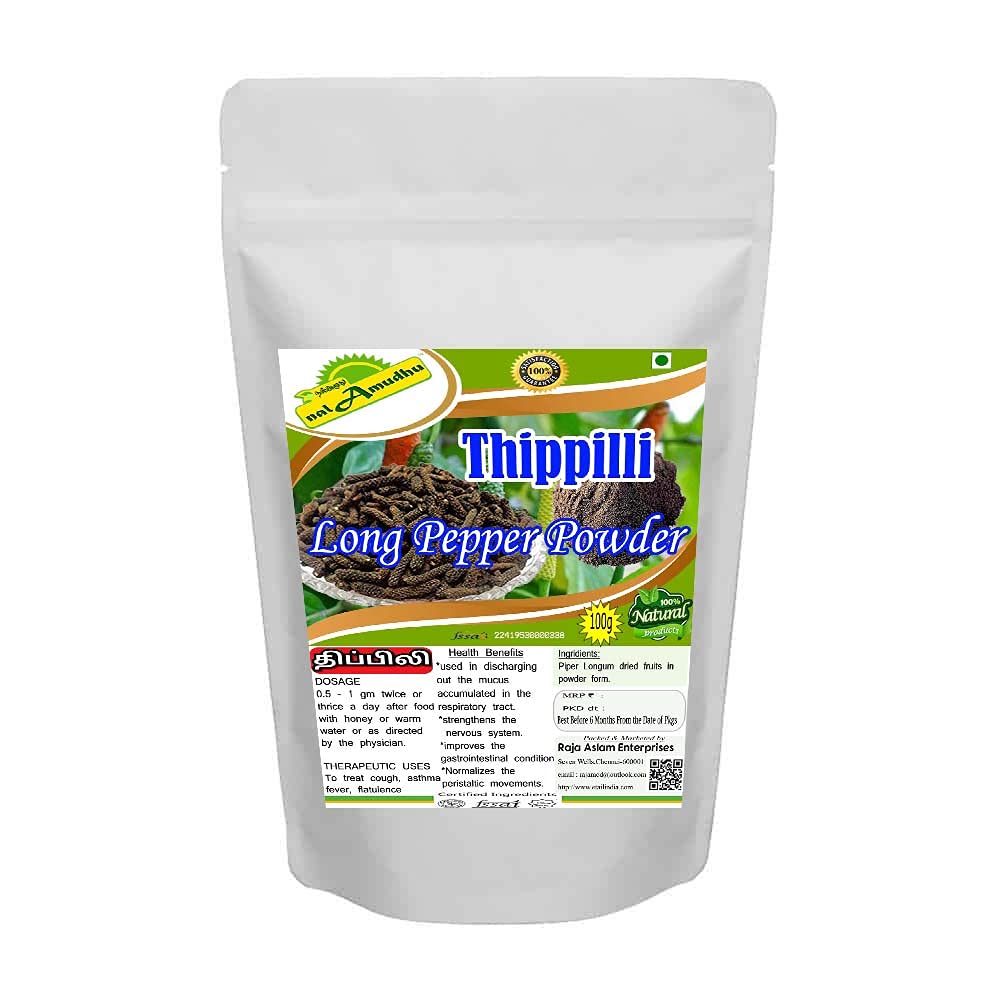 Thippili | Pimienta larga | Piper longum | Polvo Pippali - 100 g
