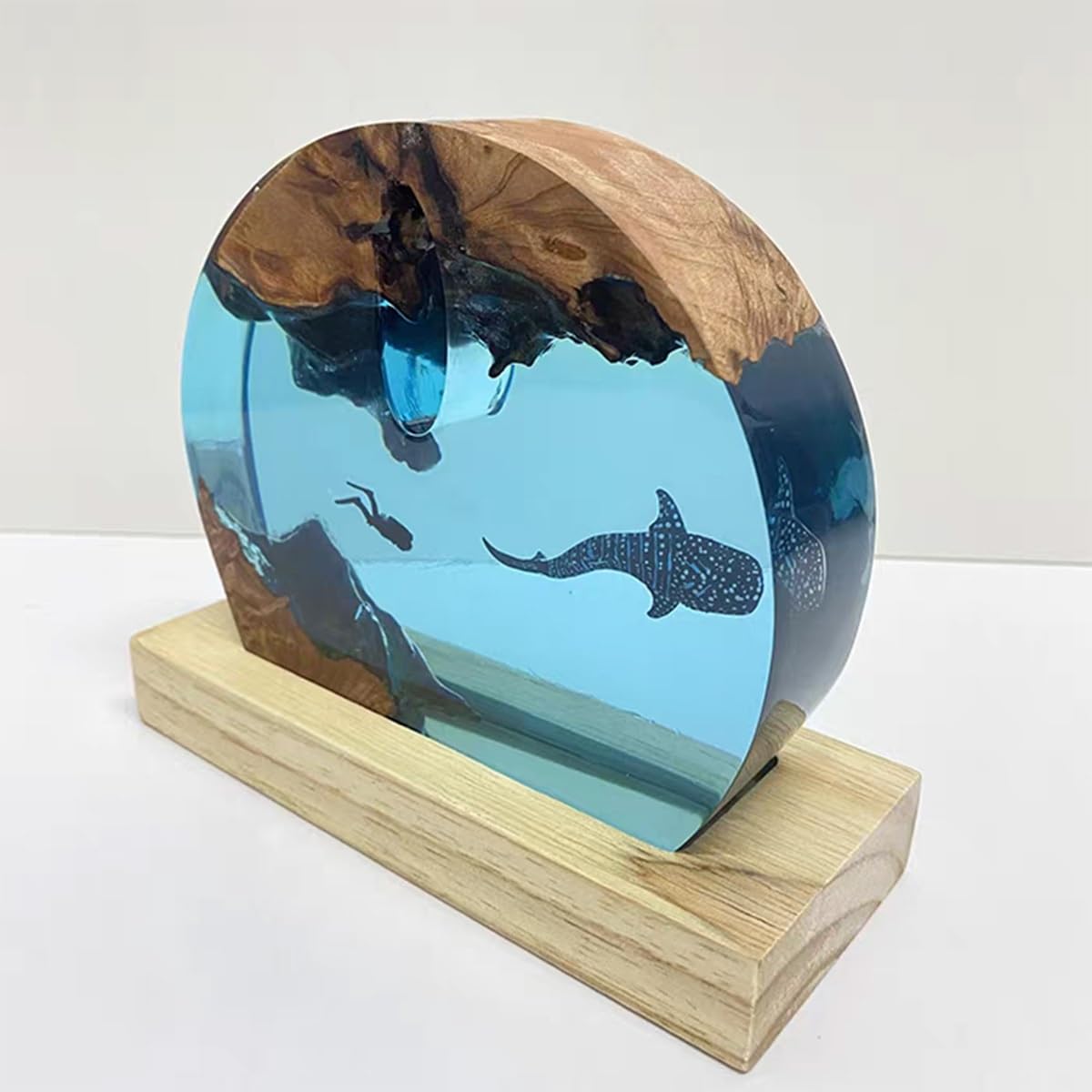 Luce notturna diorama oceano resina legno artigianale | Lampada tavolo epossidica 3D, per amanti dell'oceano