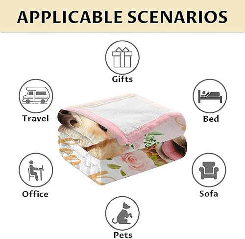 Miniatura 6 de Golden Retriever - Manta suave y mullida para niñas, mantas de franela de 40 x 50 pulgadas para sofá y sofá, manta colorida y linda para perros