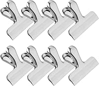 Morsler Stainless Steel Chip Clips 8 Pack - Heavy-Duty 3 Inch Wide Bag Seals for Airtight Freshness on Snacks, Coffee, Bread & More