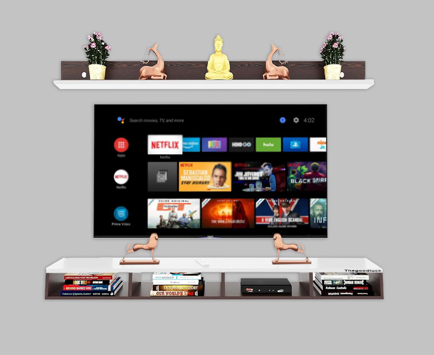 The Good Luck 24 to 55 Inches TV Unit, TV Cabinet, TV Showcase, TV Stand, tv Entertainment Unit, tv Panel, tv Wall Unit, tv Cabinet for Living Room (Brown White, 44-55 Inches)-image-23