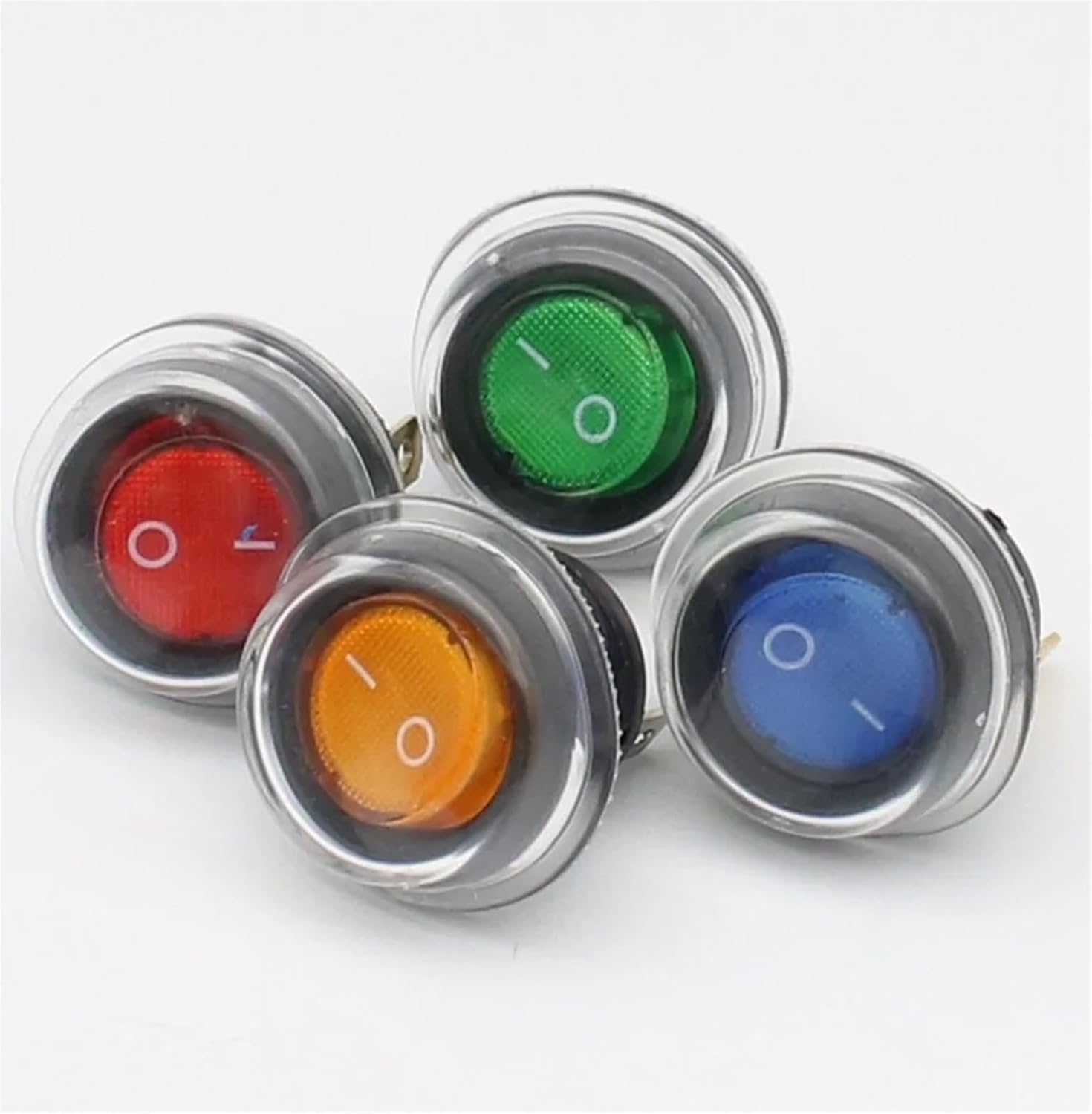 20mm KCD1 Led Switch 10A 12V Light Power Switch Car Button Lights ON/Off 3pin Round Rocker Switch(Waterproof Cap,12V)