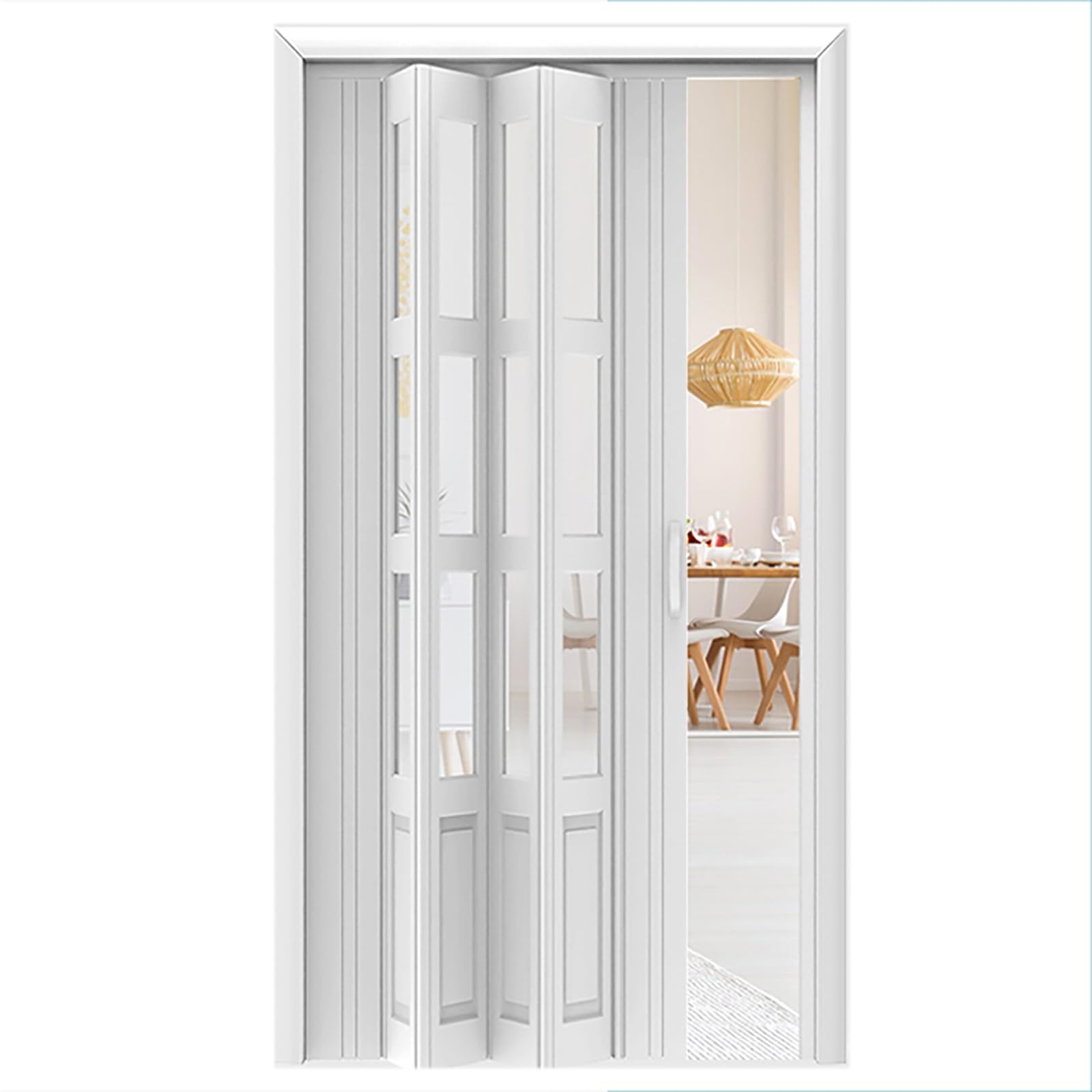 Porte pieghevoli a fisarmonica per interni, 53, 30, 40, 50, 60, 70, 203 cm, bianco, multipiega per armadio, ufficio, hotel, ristorante con ferramenta (119,4 x 203,2 cm)