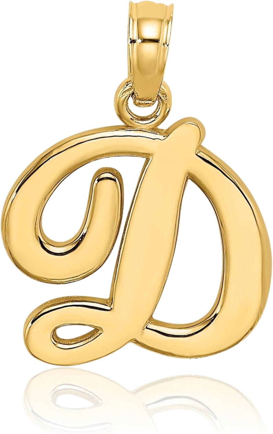 IceCarats 10K Solid Yellow Gold Small Letter D Initial Pendant Necklace 16.6mm 5/8 inch Polished For Her