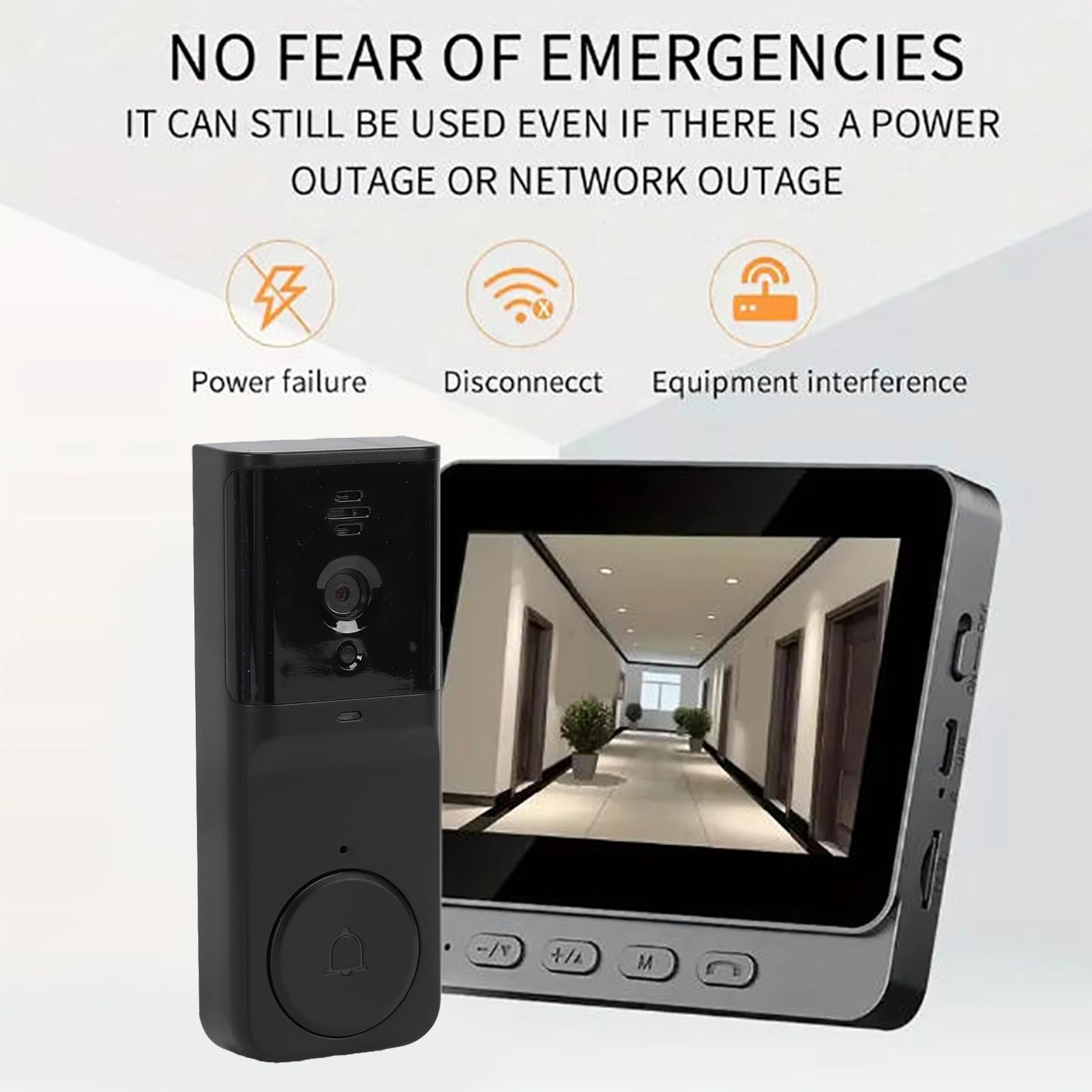 banapoy Videocitofono 4,3 Pollici con Monitor Wireless a 2 Vie | Campanello Citofono Intelligente Versione Notturna, Esterno Interni, Villa, Appartamento, Ufficio, Casa, Resistente All'Acqua