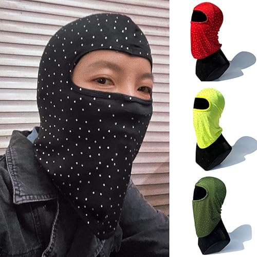 Balaclava Shiesty Ski Mask For Women Summer Bling Sequins Face Mask Cooling Neck Gaiter For Motorcycle Cycling Rose Red #TOP5