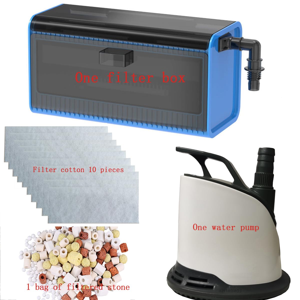 LONDAFISH Caja de filtro para acuario, caja de rebosadero para acuario, bomba de circulación, filtración, enriquecimiento de oxígeno y tratamiento de agua en uno.