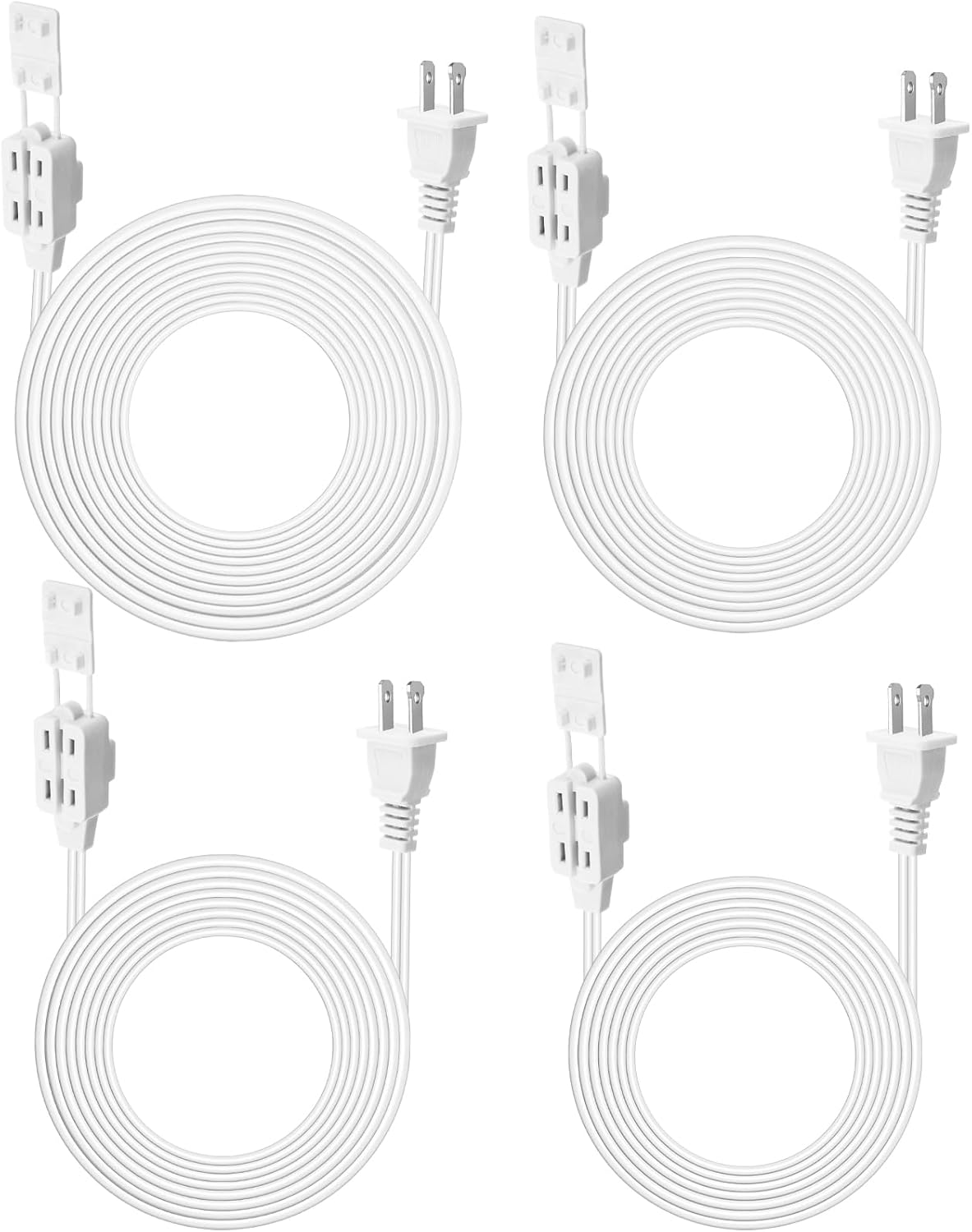 Xuhal 4 Pcs 2 Prong Extension Cord, 6ft, 9ft, 12ft and 15ft