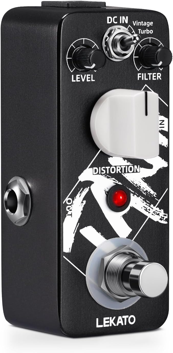 LEKATO High Gain Distortion Pedal, Analog Mini Distortion Effect for Electric Guitars, 2 Modes of Solo Vintage and Turbo, Aluminum Alloy Effect Pedal True Bypass, DC 9V