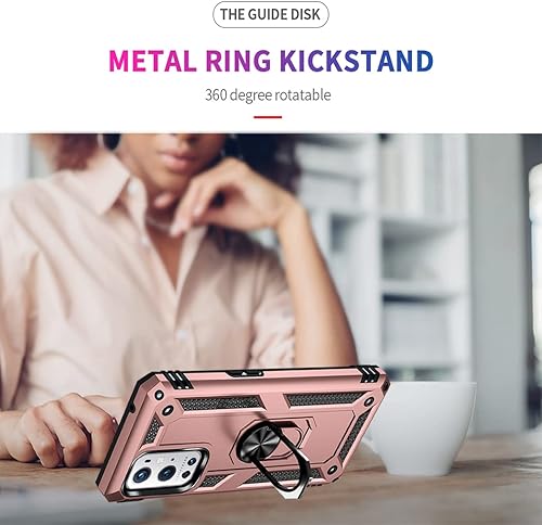 Miniatura 3 de Funda para OnePlus 9 Pro 5G LE2121 con protector de pantalla de vidrio templado, [grado militar] soporte magnético para anillo de coche con soporte