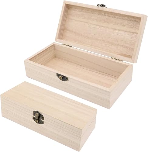 Miniatura 1 de 2 cajas de madera sin terminar, pequeñas cajas de regalo de madera con tapas, pequeña caja de madera para pintar, cajas de joyería de madera y caja