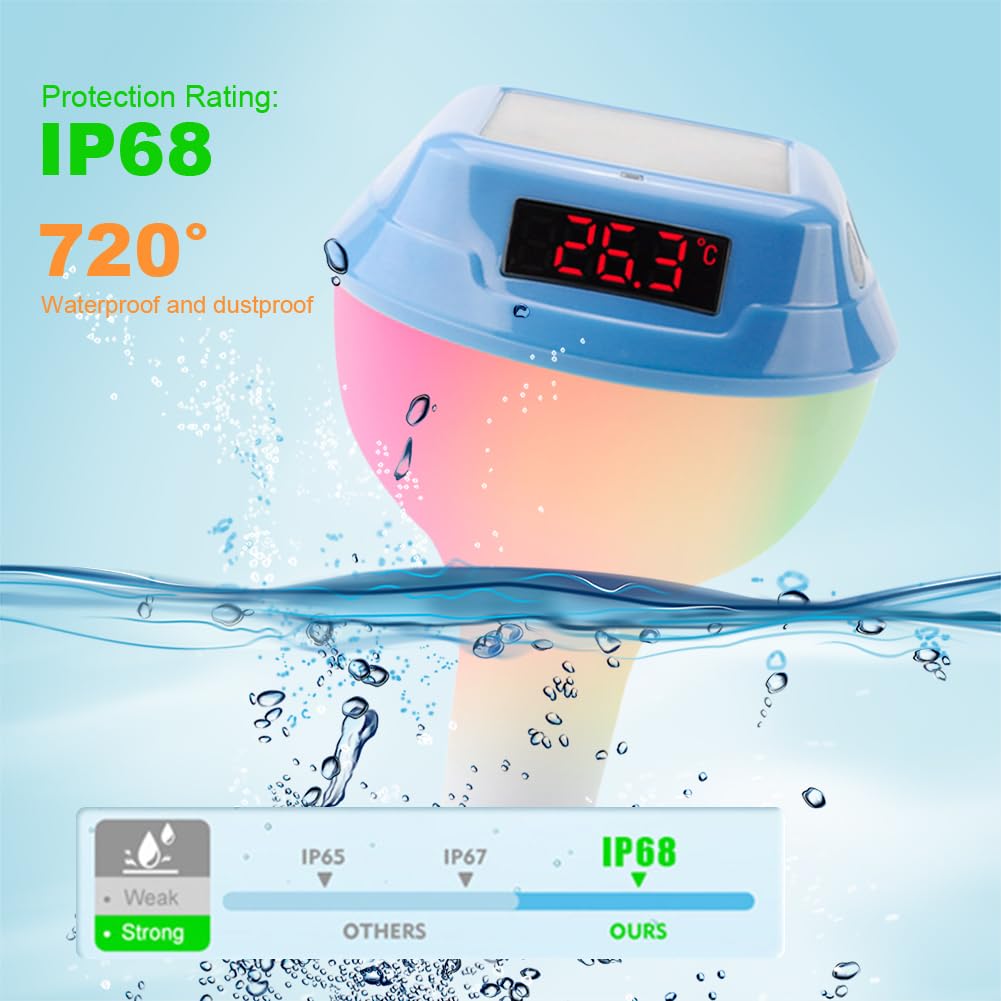 Termometr do basenu solarnego z oświetleniem RGB i monitorem temperatury do spa i