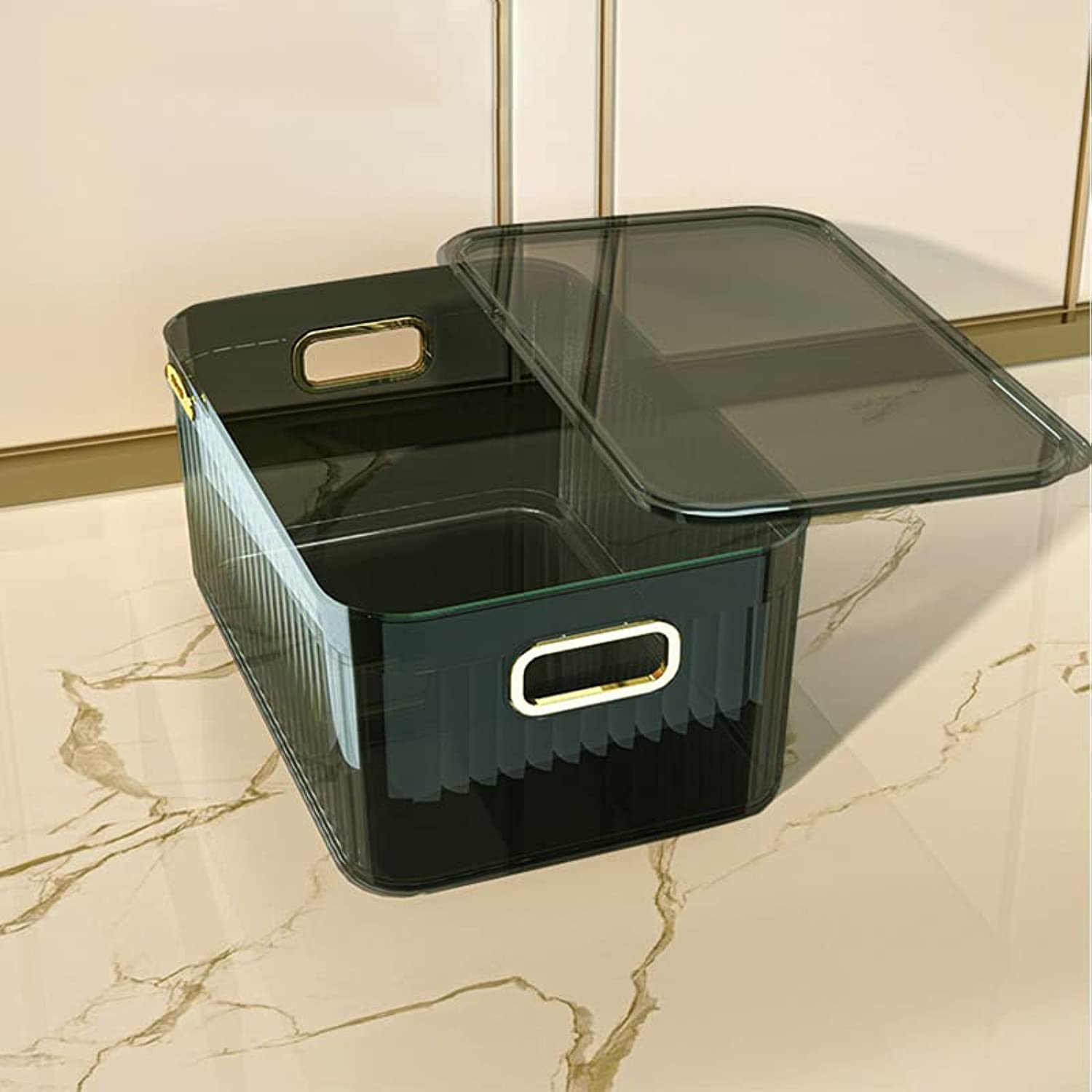 VIKITIMMulti Use Transparent Plastic Storage Box with Lid for Organizing Stackable Bathroom Kitchen Pantry Organizer Bin Toys Container (Green Big Mac)