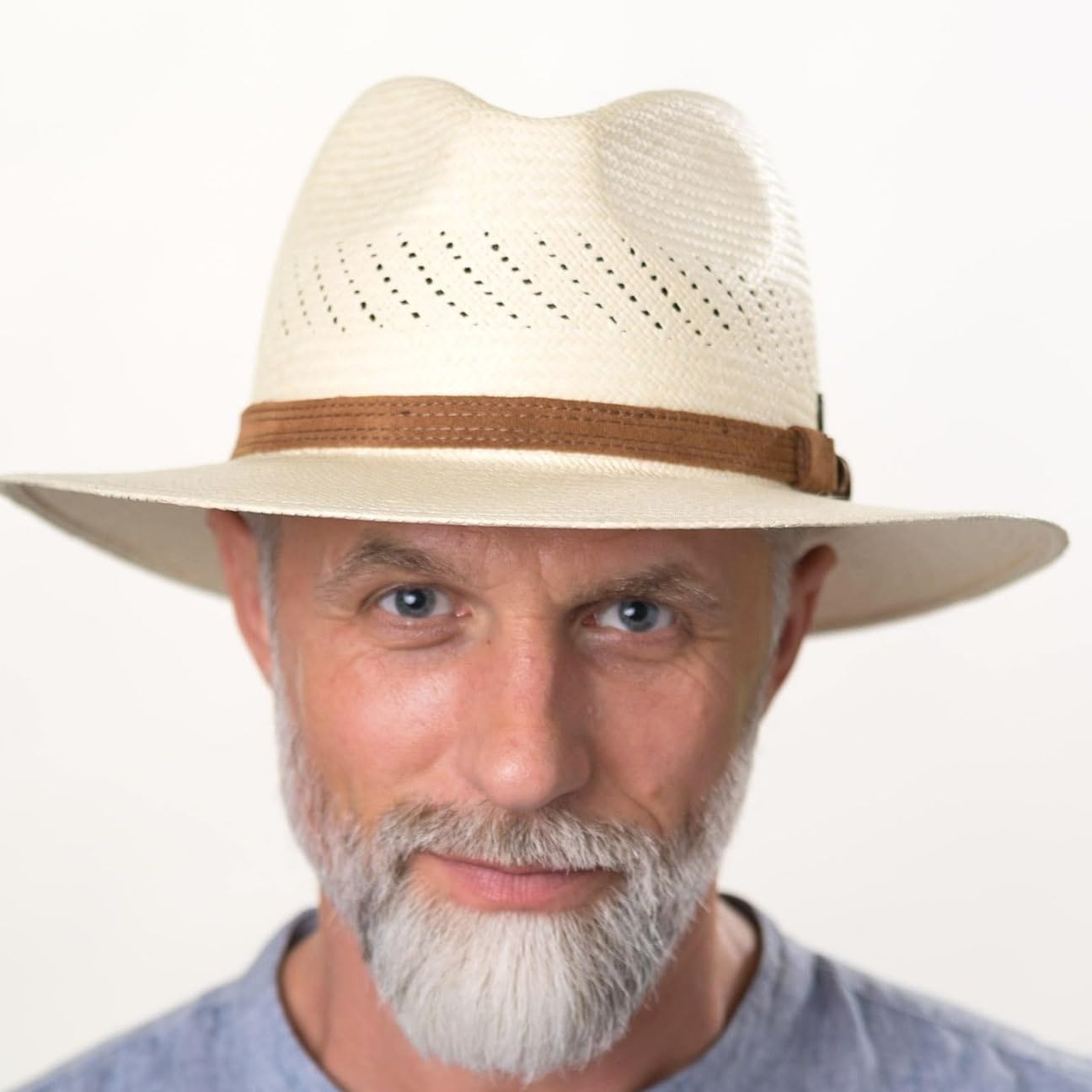Lierys Air Panama Traveller Chapeau Paille Panama Protection UV Bande Cuir Made in Panama Unisexe Printemps Ete
