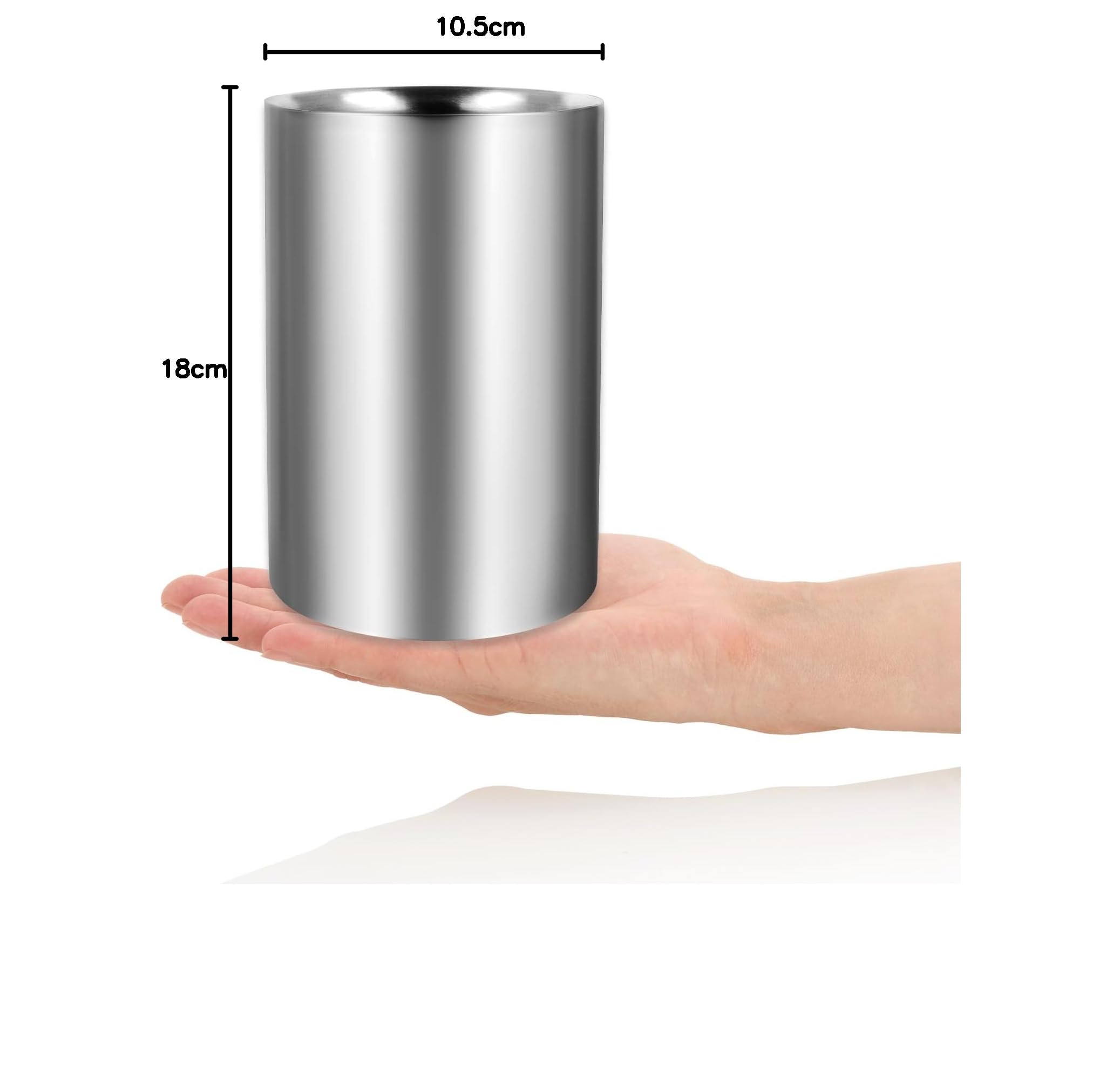 com-four® 6x Flaschenkühler - Sektkühler in matt - Eiswürfelkübel aus Edelstahl - doppelwandiger Weinkühler - Eiswürfelkühler mit 10,5 cm Innendurchmesser (6 Stück - silberfarben/matt)