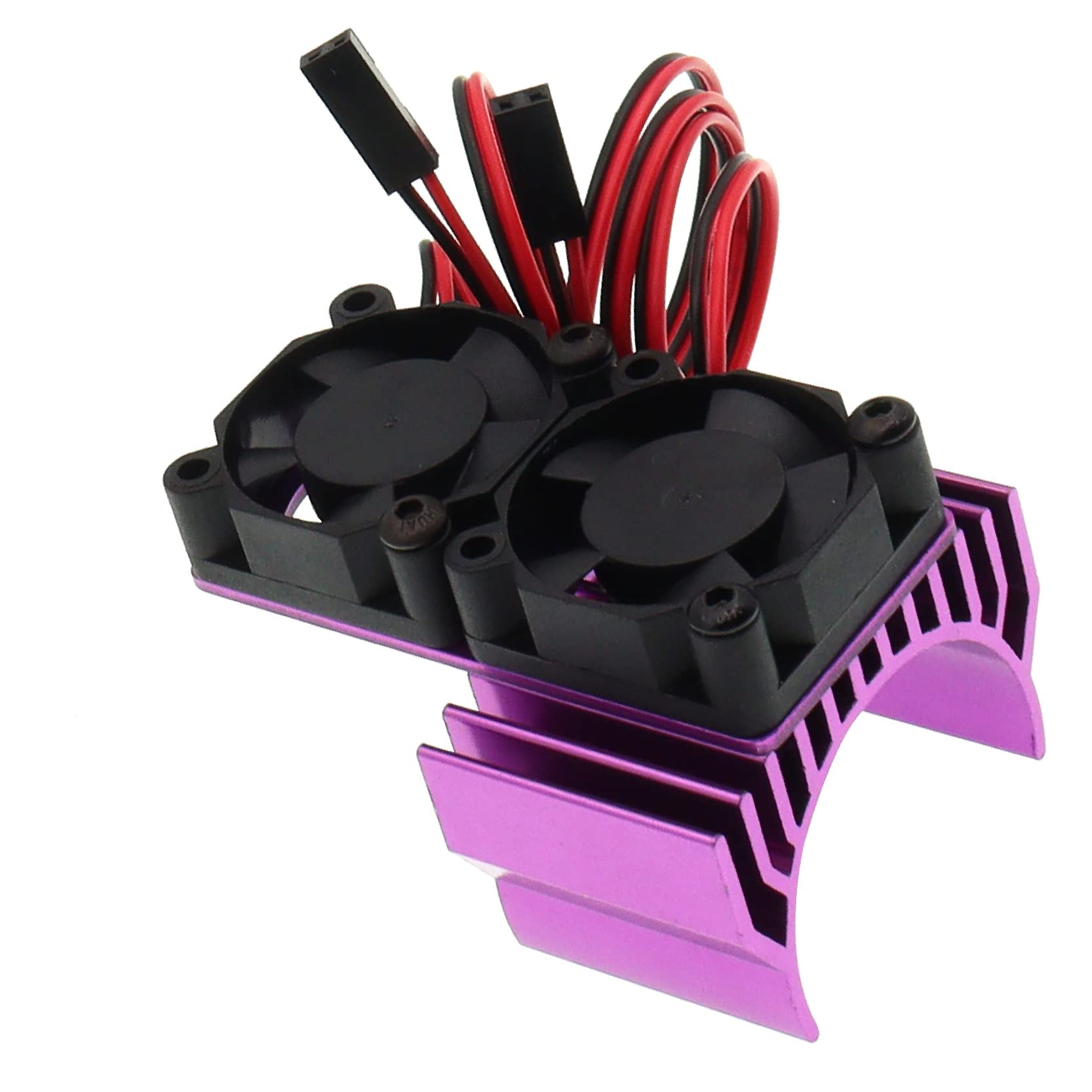 Treehobby30mm 5V-7.4V Aluminum Alloy Radiator Double Cooling Fans Motor Heat Sink Compatible with 1/8 1/10 Traxxas Track HSP HPI Wltoys Himoto Tamiya TRX4 SCX10 RC Car 540 550 3650 3660 3674(Purple)