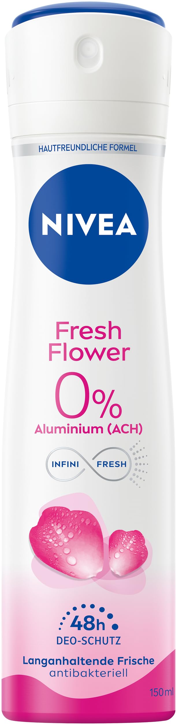 NIVEA Fresh Flower Deodorant Spray, Deodorant without Aluminium (ACH) with Gentle Care, Antibacterial Deodorant with 48-Hour Protection and Unique Infinifresh Formula (150 ml)