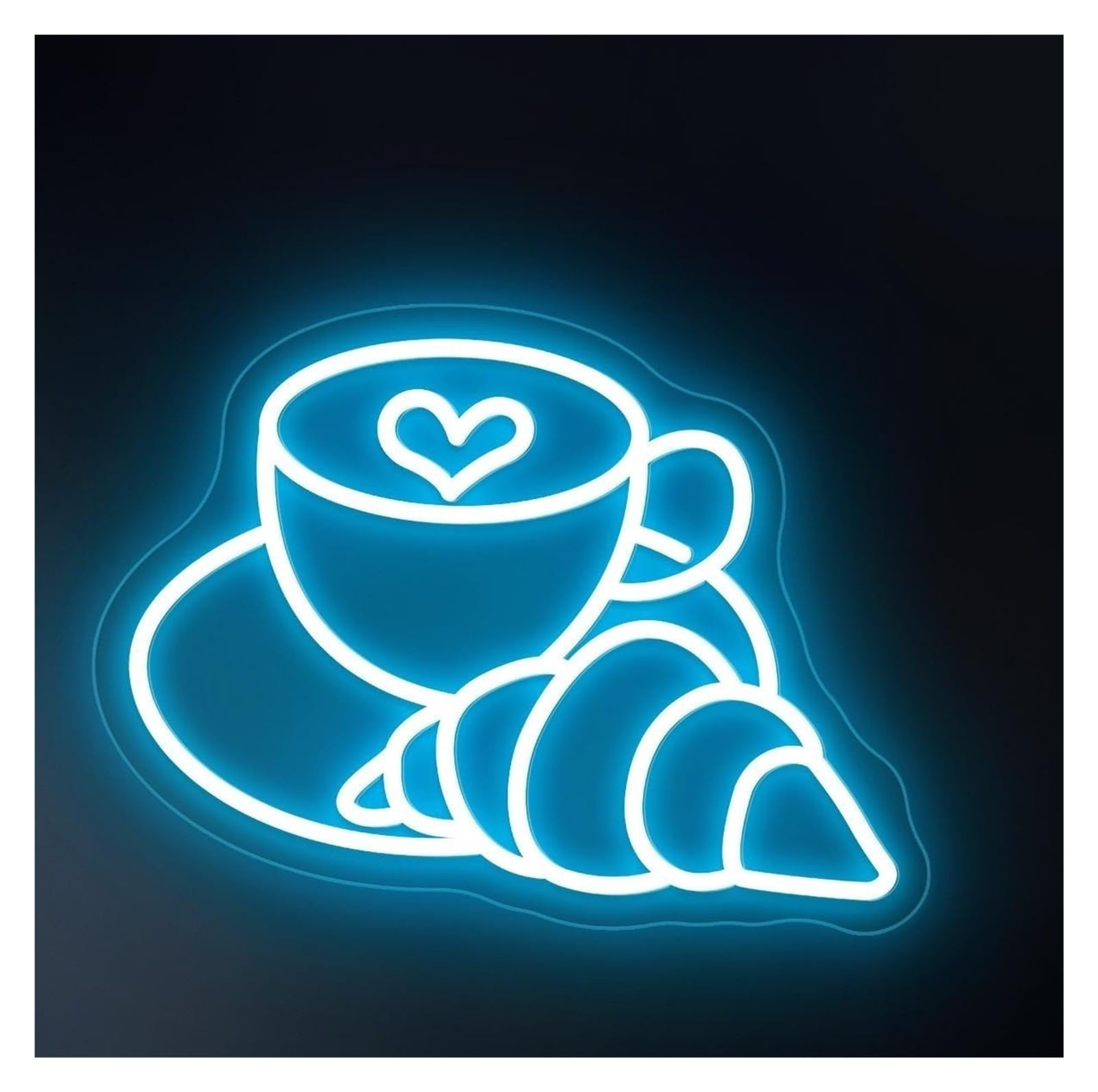 RONGCH Hanging Art Signs Coffee and Croissant Neon Sign Cafe Bakery Shop Decor Room Bedroom Game Pet Store Birthday Party 45cm
