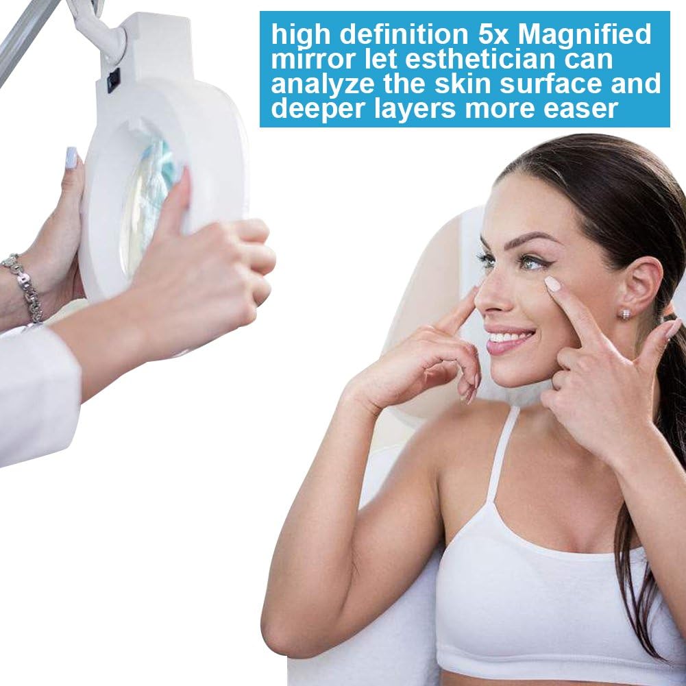 Best Cyber Monday 🔥 5X Magnifying Floor Lamp, Moveable LED Maganifier Lighted Glass Lens with Adjustbale Arm and Rolling Stand for Reading, Craft, Sewing, Repair, Knitting, Jewelry Making