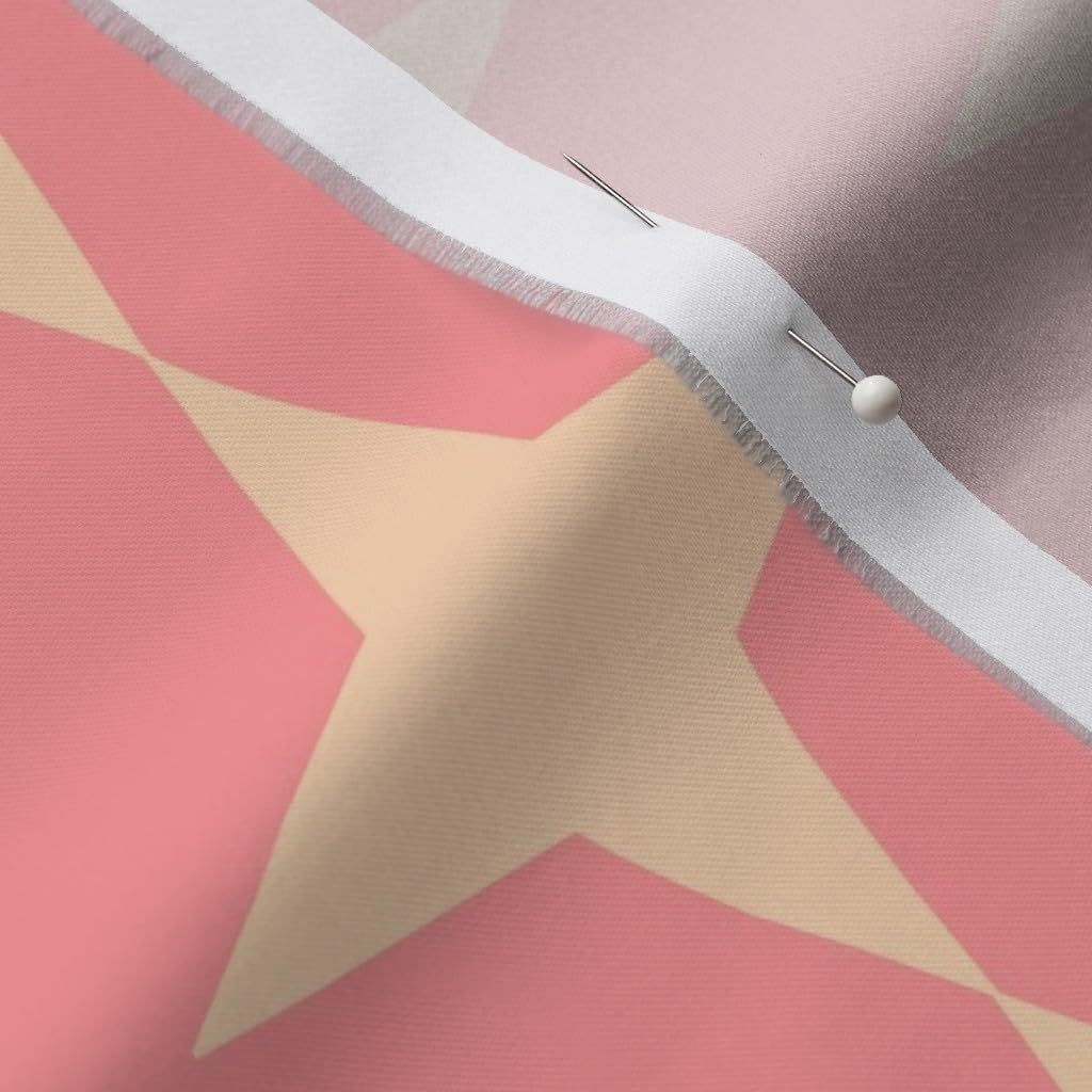 Spoonflower Fabric - Retro Stars Geometric Vintage Peach Pink Cream Feminine Nostalgic Mid Printed on Organic Cotton Sateen Fabric by The Yard - Sewing Quilting Apparel Home Decor