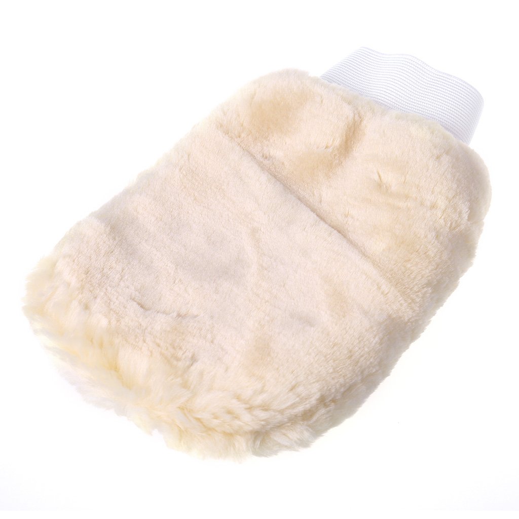 LANCHEN Gant de Lavage en Laine d'agneau synthétique de Haute qualité Gant de Nettoyage de Voiture en Peau de Mouton Douce