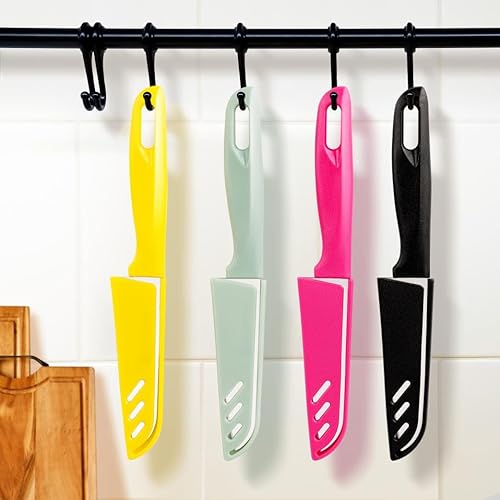 Miniatura 5 de 8 cuchillos de pelar (4 cuchillos de pelar y 4 fundas de cuchillo), cuchillo ultra afilado para verduras y frutas, cuchillo de cocina pequeño de