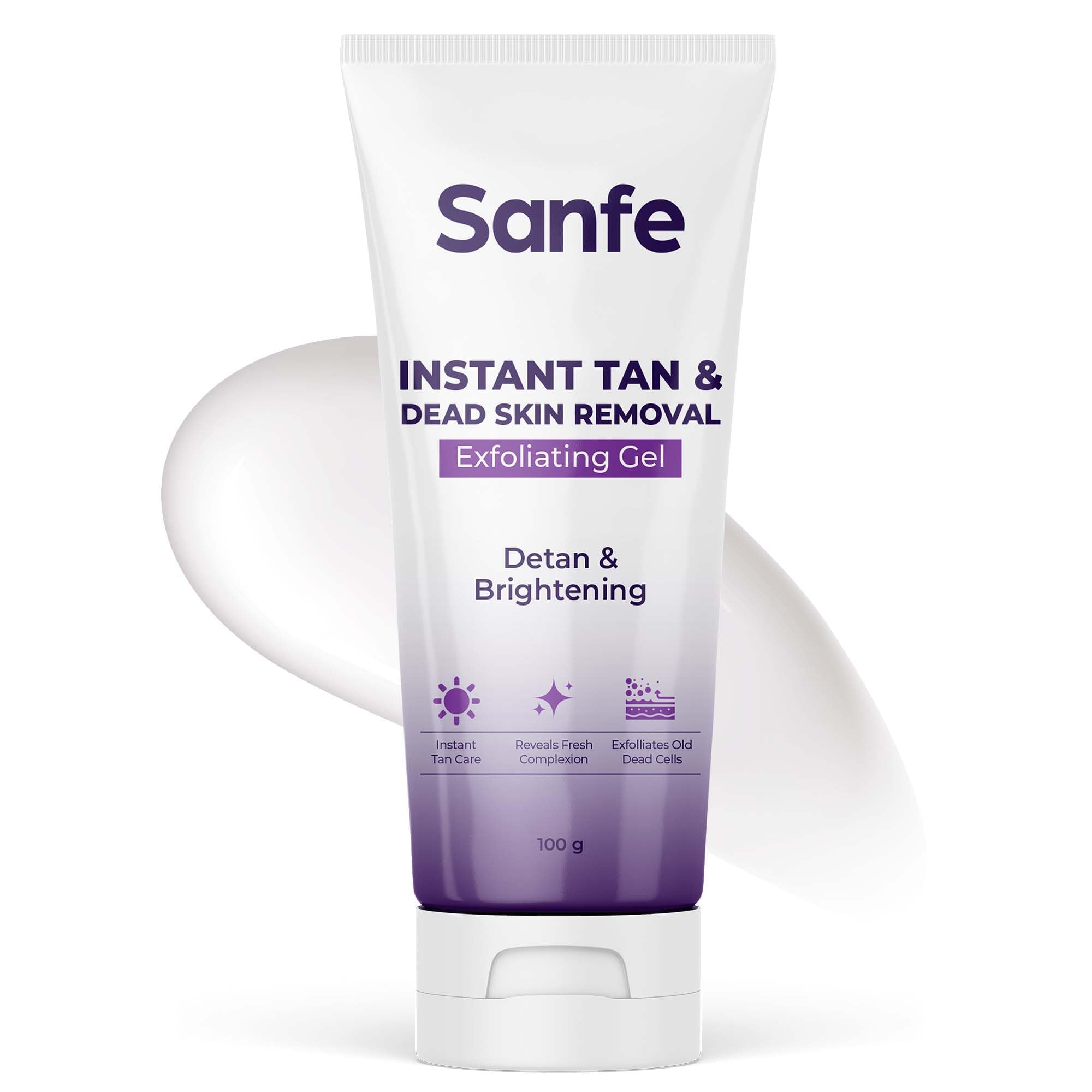 Instant Tan & Dead Skin Removal Exfoliating Gel | Visibly Removes Tan | AHA Exfoliation in Minutes | Smooth & Bright Skin | 100g