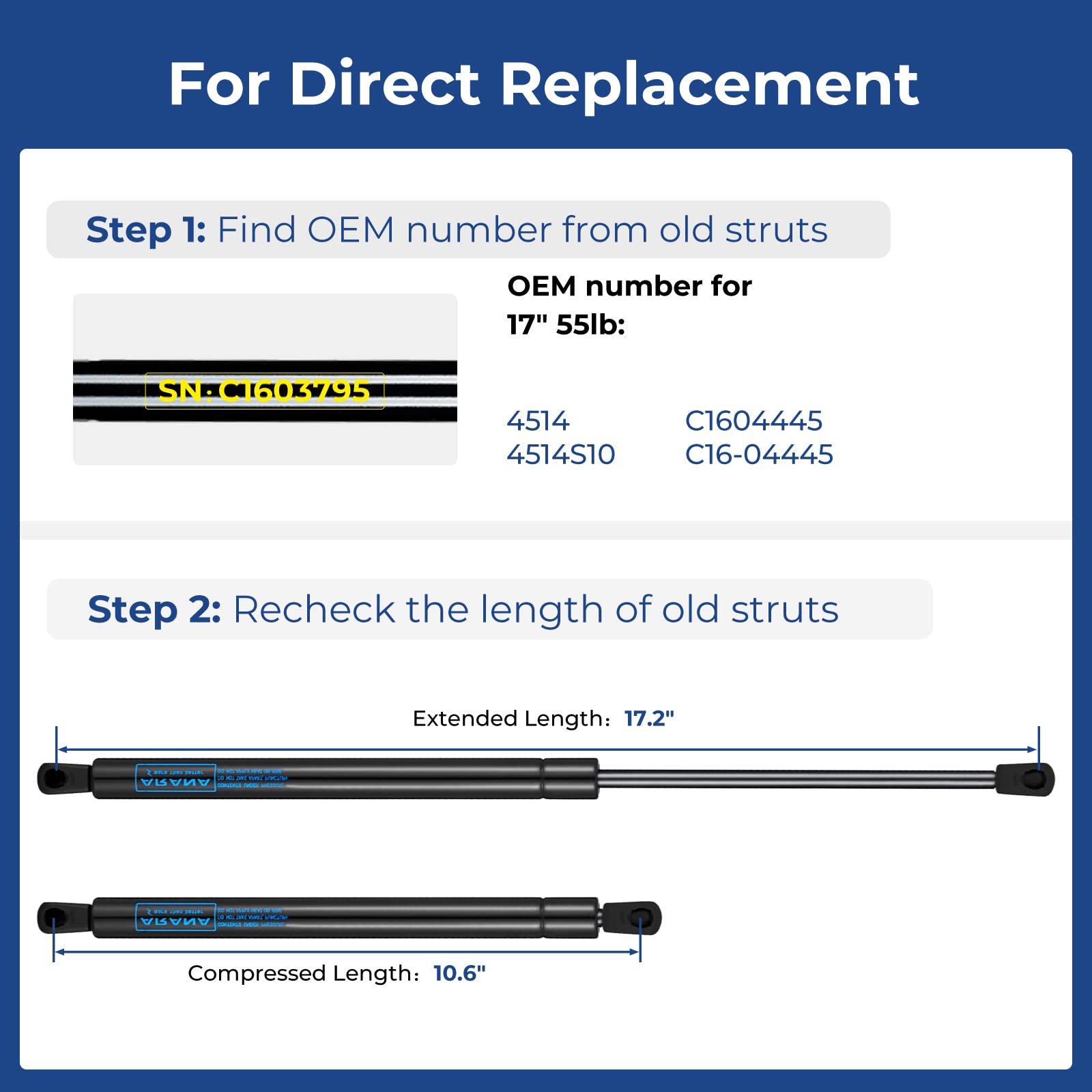 Snapklik.com : ARANA C16-04445 17 Inch 55 Lb Gas Struts Shock Spring ...