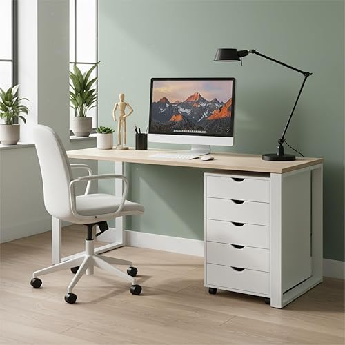 Miniatura 8 de Naomi Home Office File Cabinets Wooden File Cabinets for Home Office Lateral Cabinet Wood Cabinet Mobile Mobile Storage Filing Storage Drawer White