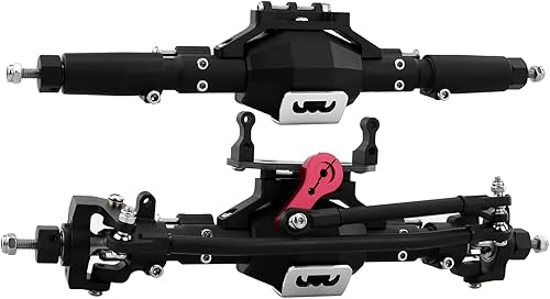 Kit de eje delantero y trasero con patrón de diamante anodizado de aluminio CNC para 1/10 RC Track Vehicle SCX10 II 90046 90047 (negro)