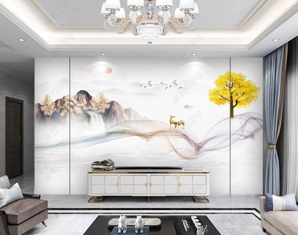 Papier peint intissé paysage abstrait pour masquer défauts mur - 2
