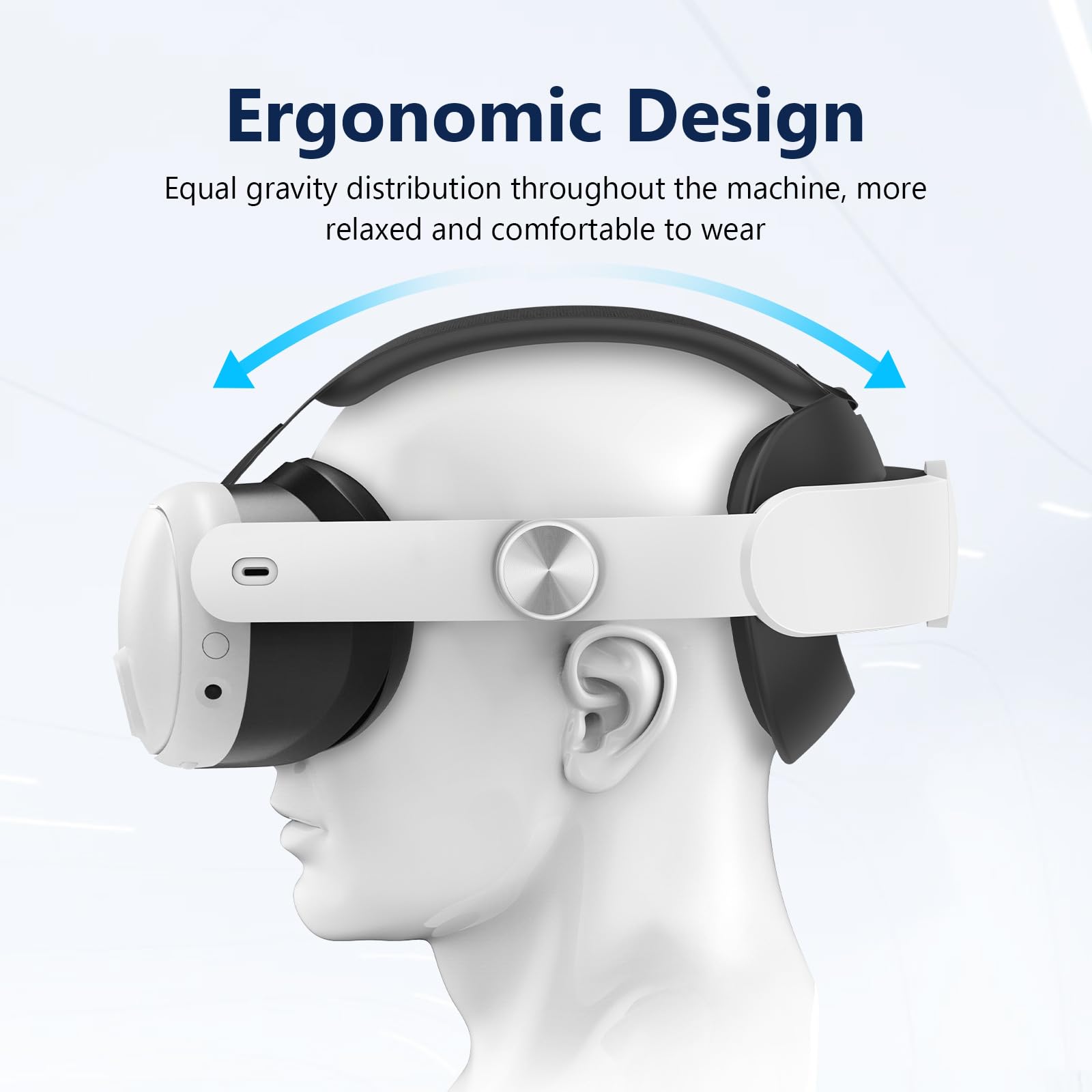 Accessori per la fascia VR per Meta Quest 3, fascia regolabile per ridurre la pressione, kit per la riduzione del peso delle cuffie VR e dello stress, sostituisce la fascia Elite