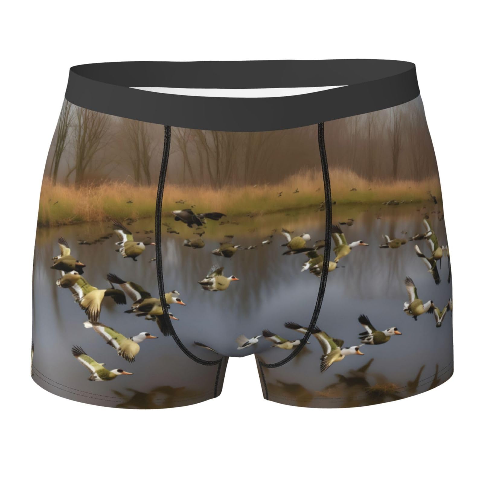 EdWal Hunting Flying Wild Ducks print Soft Men's Underwear Boxer Briefs Comfortable Underwear Boxer Briefs for Men 1Pack Black