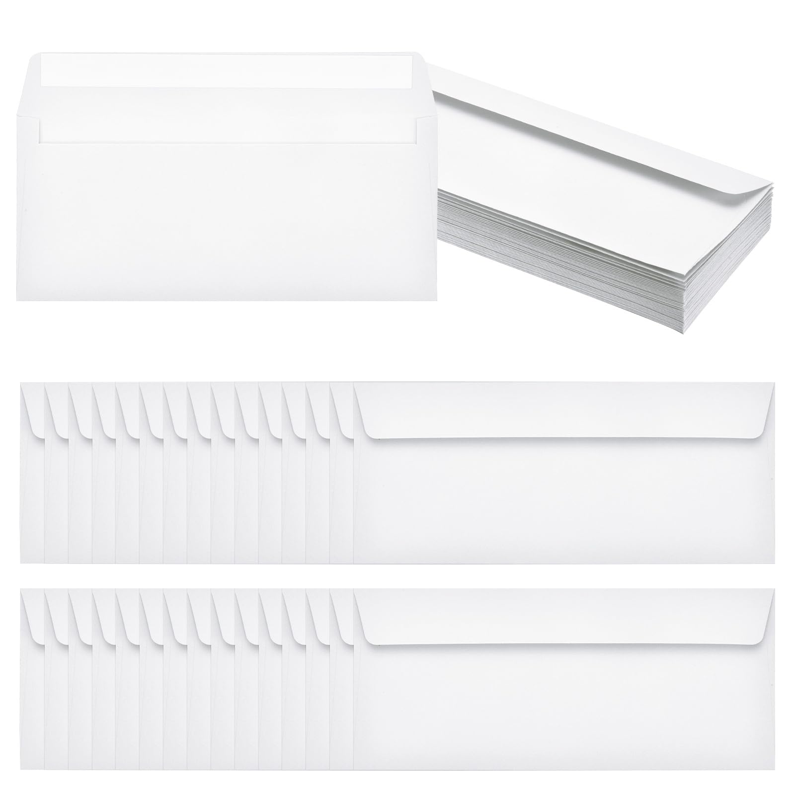 PATIKIL 60 Pack White #10 Business Envelopes, Colored Self Seal Letter Size Envelopes for Business Mailing Office Checks Invitation, 24.1 x 10.5 cm