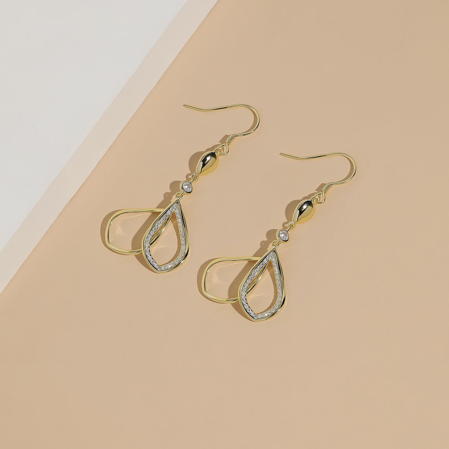 Meissa Orecchini Donna Pendenti Lunghi Argento 925 Orecchini Dorati Piercing Cerchio Piccoli con Pendenti Pietra Gioielleria Donna Regalo Sposa Moglie Anniversario (oro rosa)