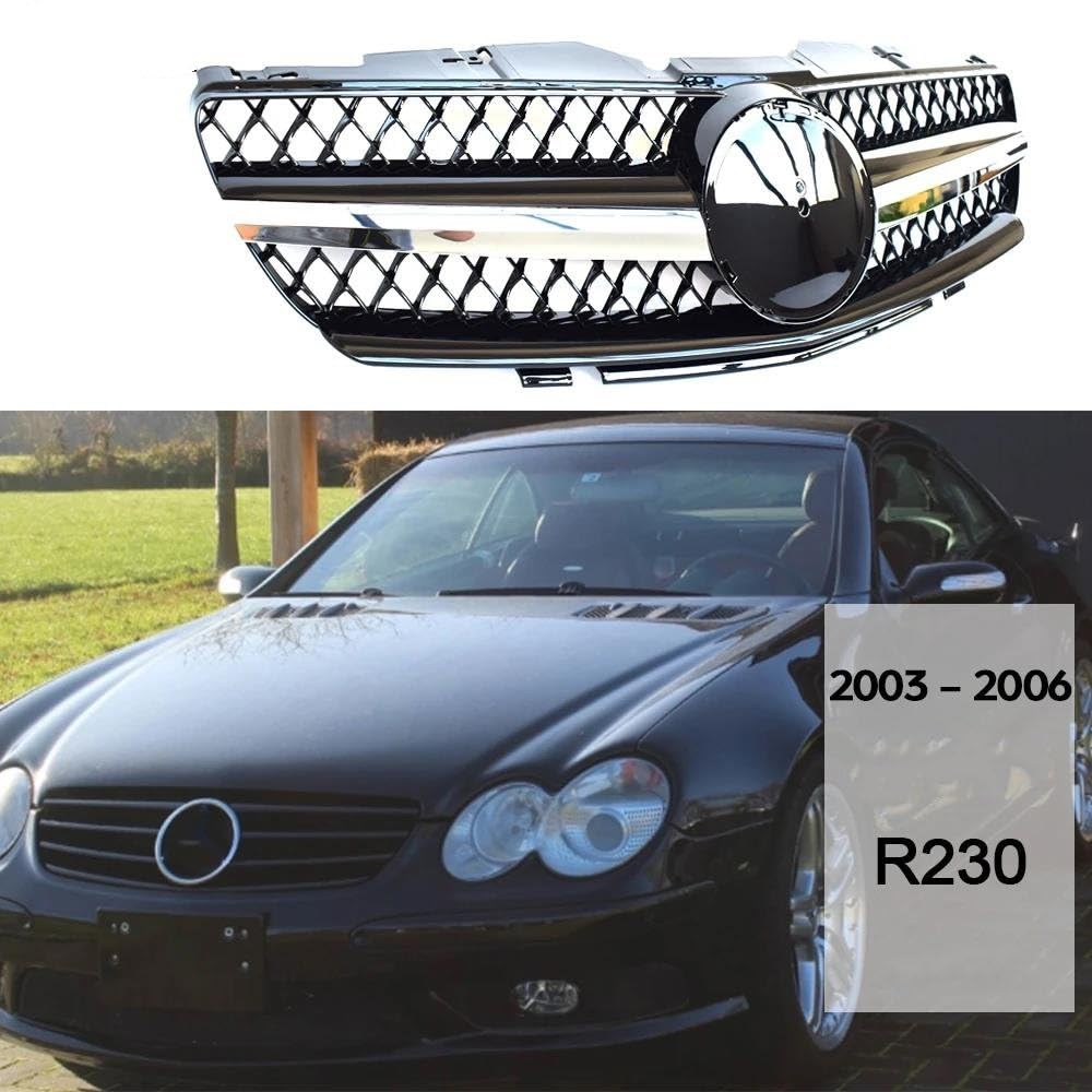 Frontgrill Für Mercedes R230 SL500 SL600 2003-2006 - Sportlicher Kühlergrill Schwarz