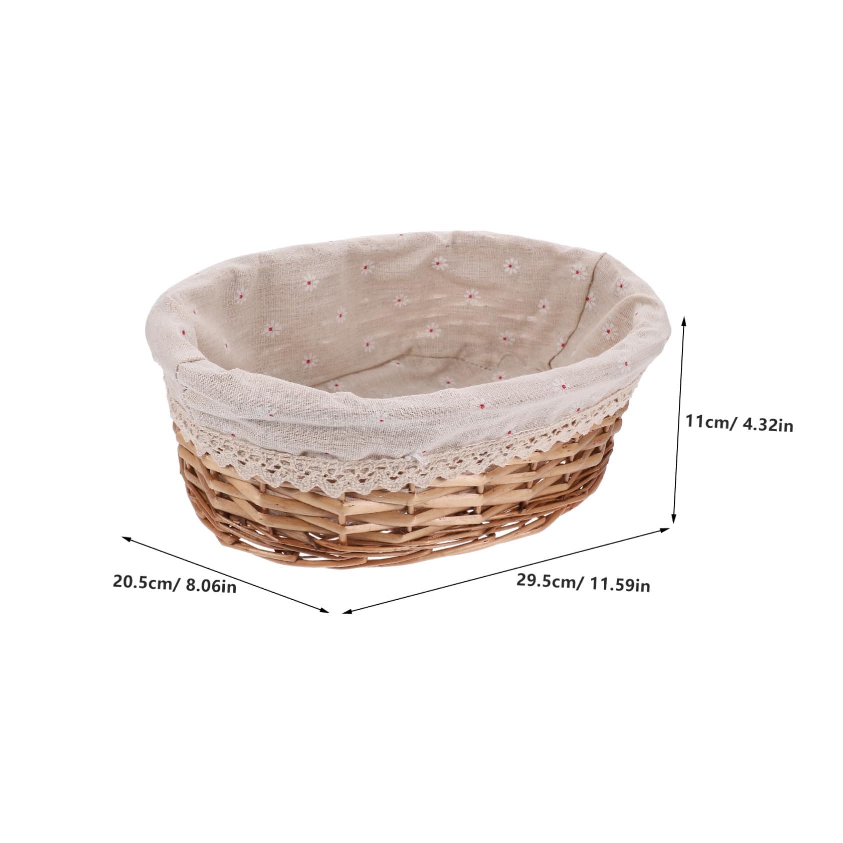 Cabilock Woven Storage Holder Rustic Rattan Bread Baskets for Kitchen Dining Food Serving Basket with Cloth Trim for Home Restaurant and Outdoor Use