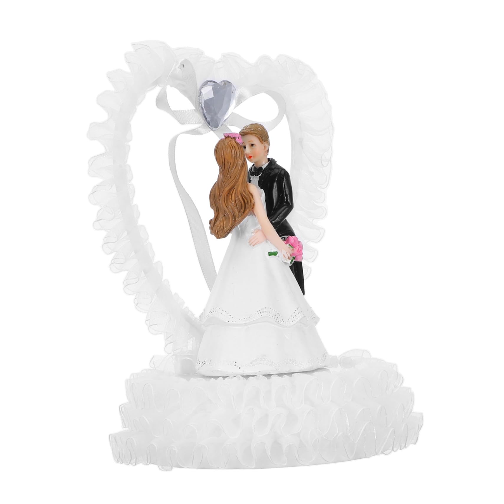 COLLBATH Romantische Hochzeitspaar Figur aus Kunstharz als Tortenaufsatz Weiße Brautpaar Dekoration für Hochzeitstorte und Festliche Tischdeko