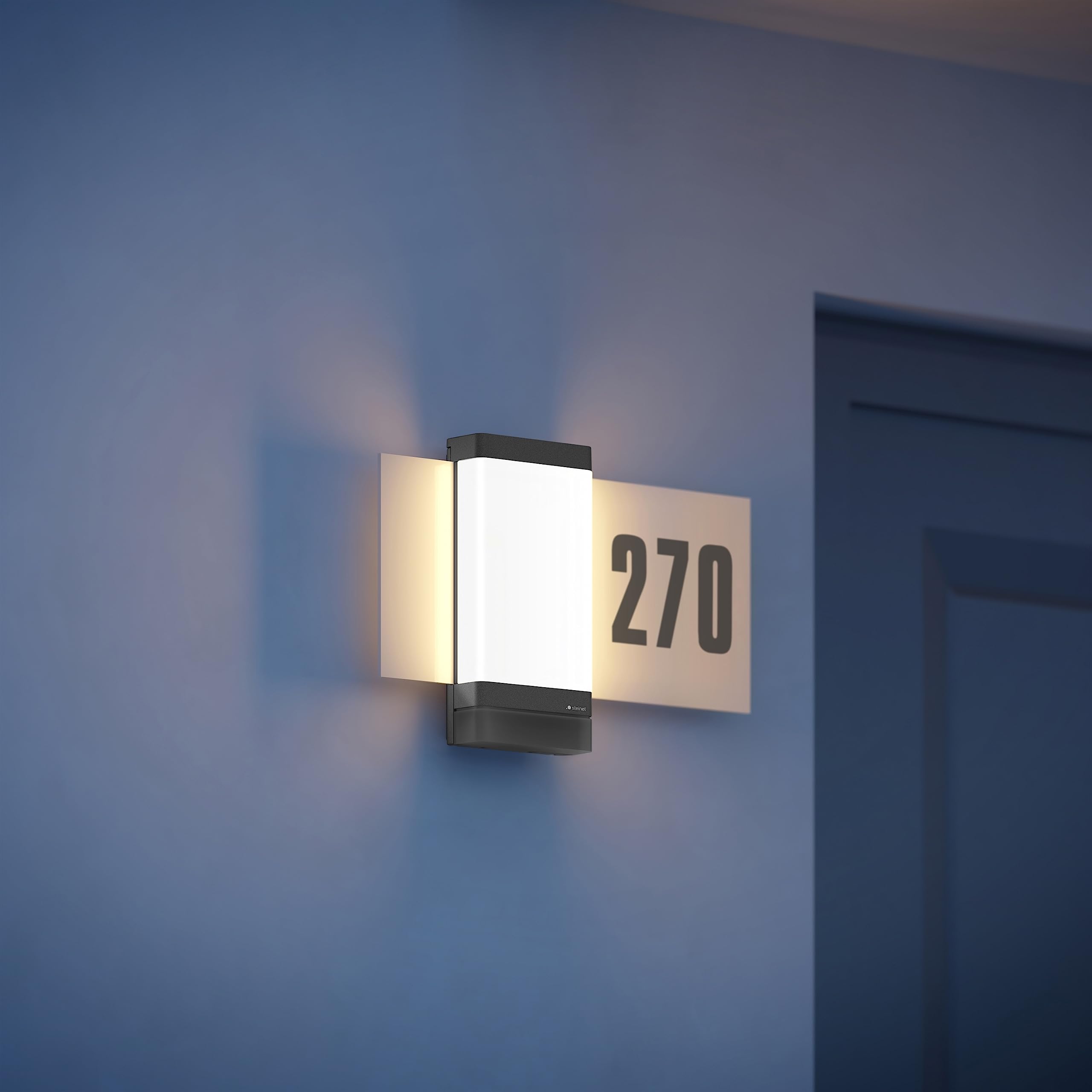 Steinel Hausnummernleuchte L 270 digi SC Connect, Sensor, beleuchtete Hausnummer, dimmbar, App Steuerung, Zeitplan, 7.8 W, 3000 K, Anthrazit