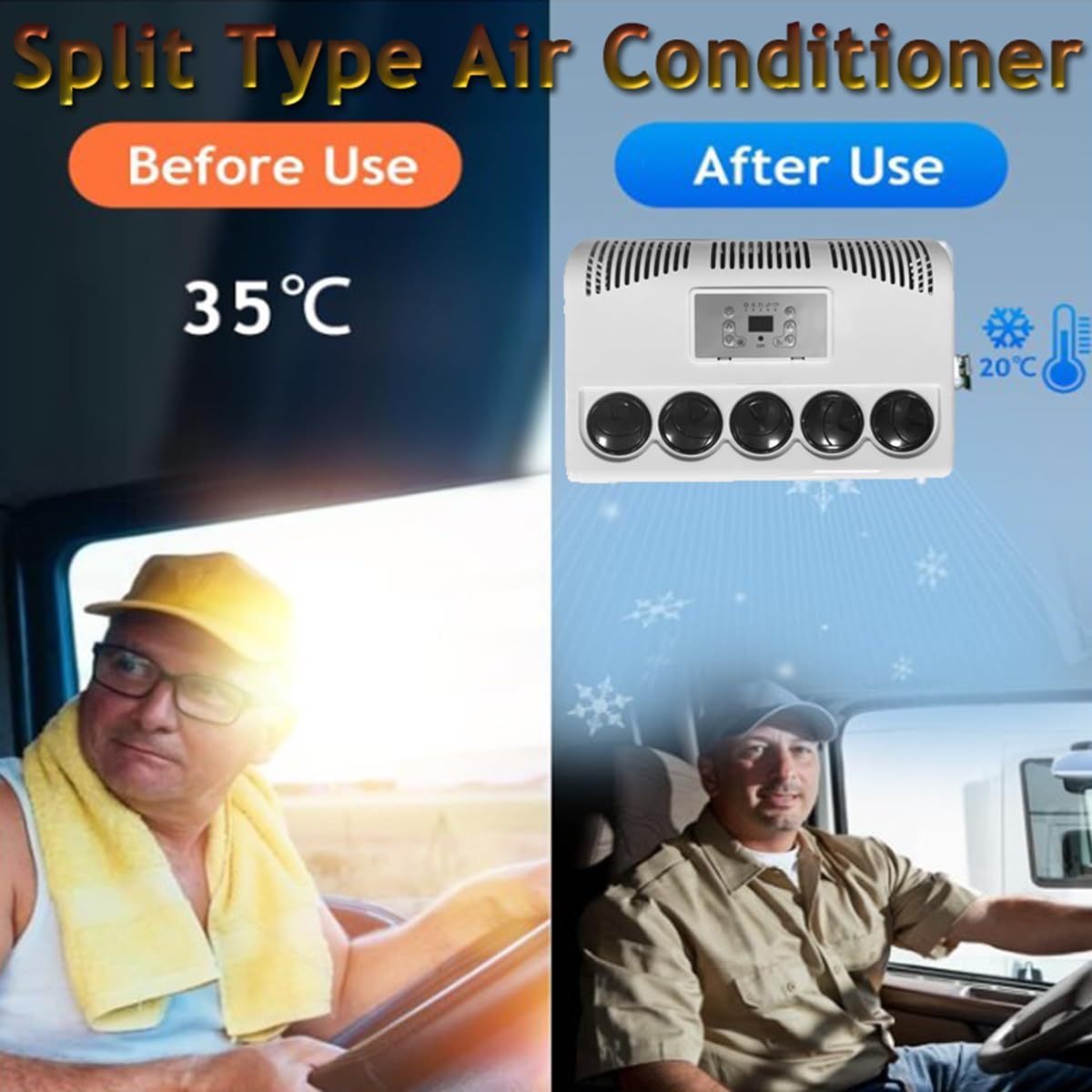 Klimatyzator 12V/24V - klimatyzator typu split do samochodów ciężarowych, szybkie chłodzenie w pojazdach kempingowych,ciężarówkach,furgonetkach, kabinach samochodów osobowych z pilotem