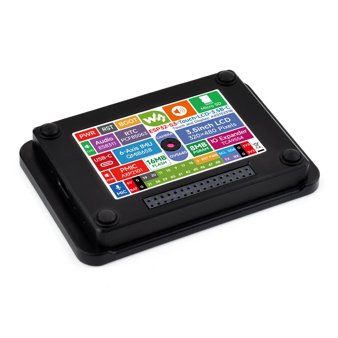 VIDOO Płyta Deweloperska Wyświetlacz Pojemnościowy Dotykowy ESP32-S3 3,5 Cala Wspiera Wi-Fi i Bluetooth 5 Wsparcie ESP32-Z Obudowa
