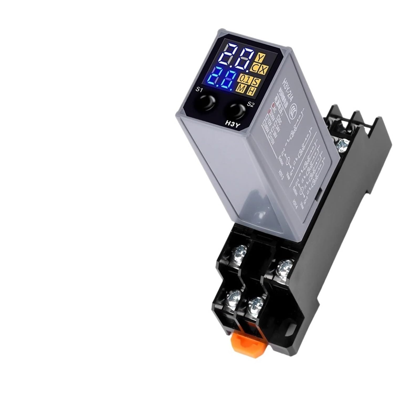 Relé de retardo con pantalla LCD, controlador de retardo de encendido, relé temporizador electrónico con base de enchufe, CC 12 V/24 V, A220 V
