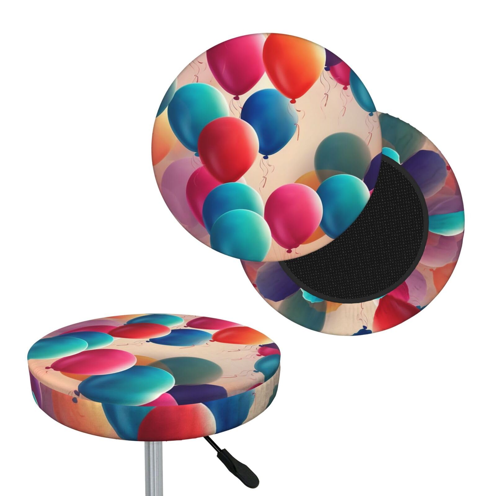 FodPand Balloon Bar Stool Cover Round Elastic Stool Cushion Covers Washable Bar Stool Chair Slipcover Stretch Stool Seat Covers for 12-14 Inch Chair