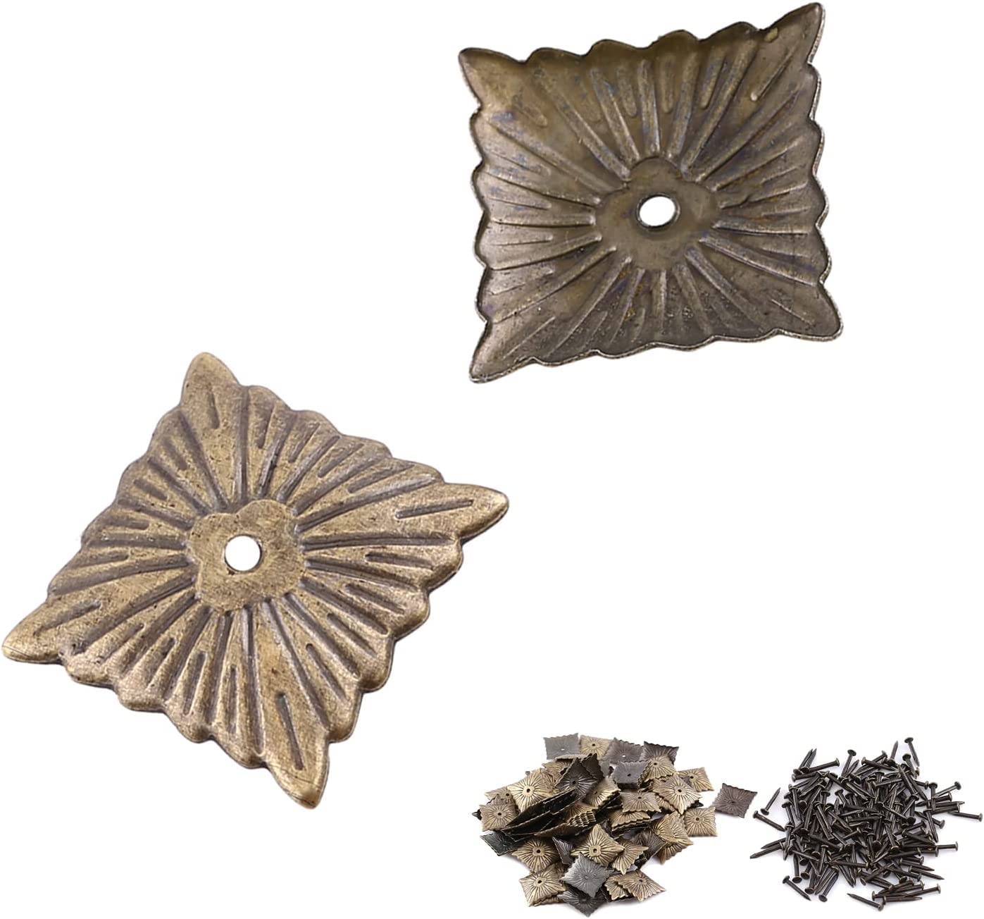 Gwoździe tapicerskie do mebli, 100 szt. Vintage tapicerka, gwoździe, śruby i zapięcia Gwoździe Brązowe metalowe etykiety Dekoracyjne szpilki do mebli, sofy, butów, drzwi(21 * 21mm)