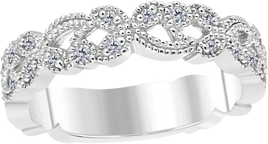 MauliJewels Rings for Women 0.20 Carat Diamond Engagement Wedding Band 4 Prong 10k White Gold