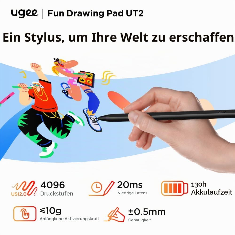 UGEE Pad 10,36 Zoll - Zeichnung Tablette kein Computer erforderlich - 6GB+128GB 2K Ultra HD Large Screen mit Full-Laminated Screen - Android 14 Tablet - Zeichnung Stand für 7000mAh+18W Batterie