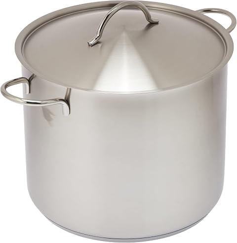 WMF - Olla Alta para Sopa de Verduras de Inducción de 28 cm, Tapa de Metal con Apertura de Vapor, Cacerola Grande de 14 l, Acero Inoxidable Cromargan Mate, Sin Recubrimiento, Apta para Hornos