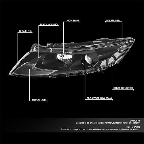 Miniatura 2 de DNA MOTORING HL-OH-KOPT11-BK-CL1 - Par de faros halógenos reflectores transparentes negros compatibles con modelos híbridos Optima Exclude
