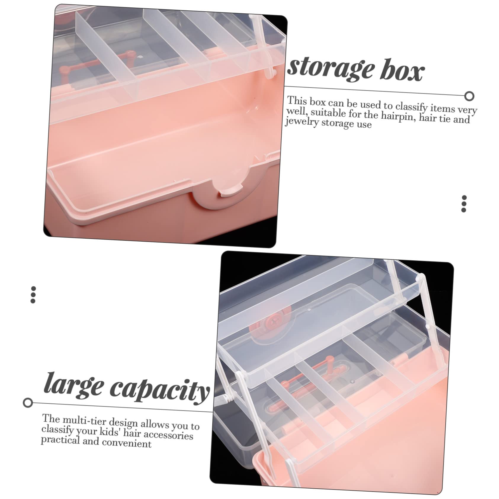 Mehrlagiges Haaraccessoire Aufbewahrungsetui für Mädchen mit Großem Fassungsvermögen Rosa Kunststoff Praktisches Organizer Design zur Übersichtlichen Aufbewahrung von Haarspangen